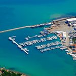 Boats moored at Marina Betina with quay and marina berths