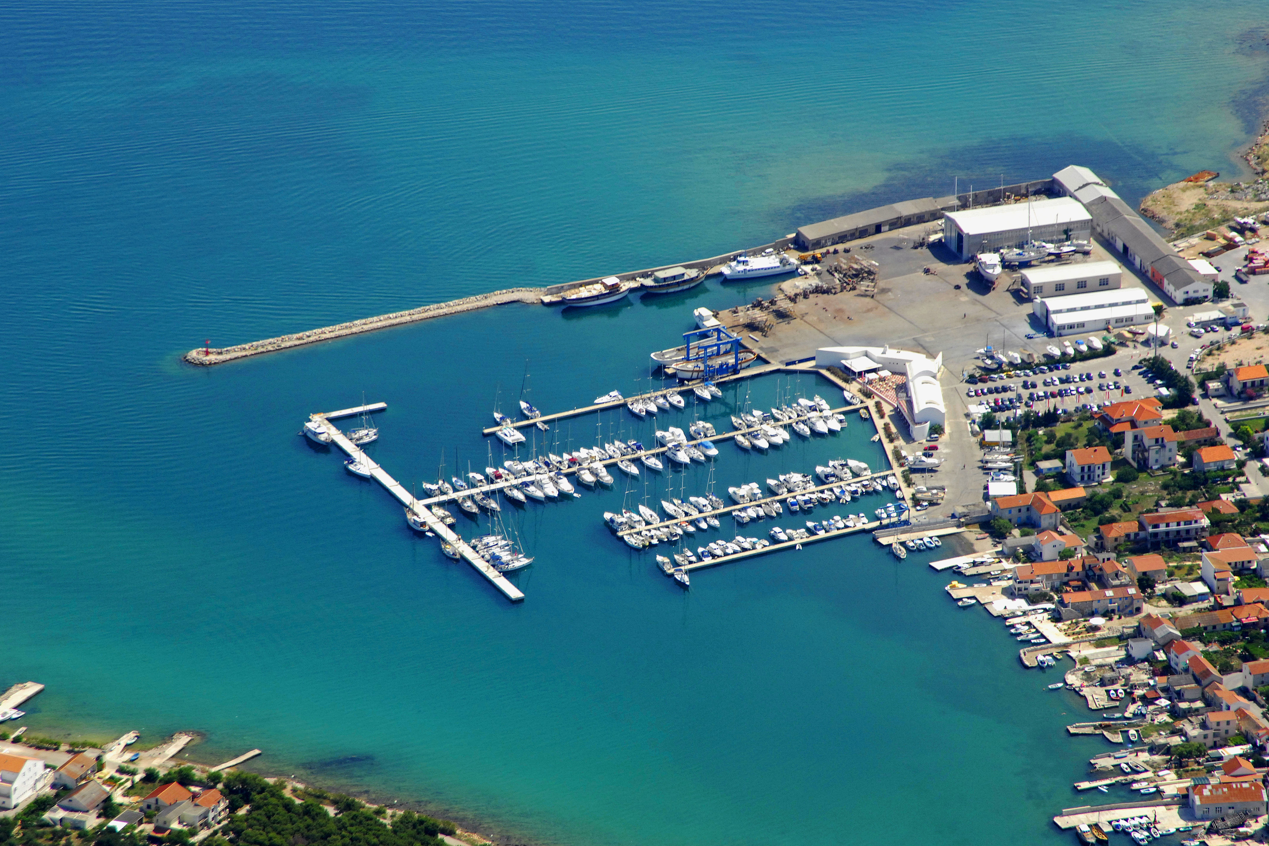 Boats moored at Marina Betina with quay and marina berths