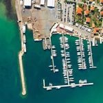 Marina Betina with vessels and Betina waterfront on Murter coast