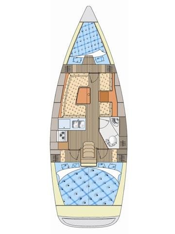 Elegant layout of the Sea Bird's interior, showcasing spacious living areas and luxurious finishes.