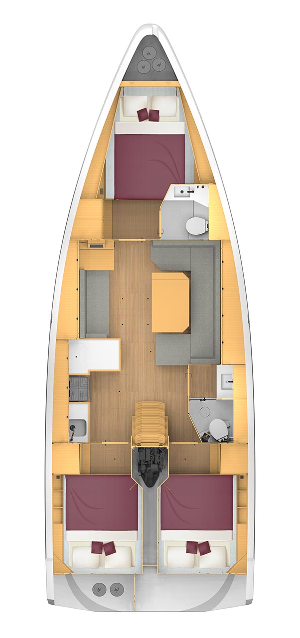 Spacious interior layout of Aldebaran featuring modern kitchen and comfortable living areas.