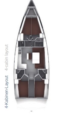 Spacious 4-cabin layout of the Topcu yacht, showcasing elegant design and functionality.
