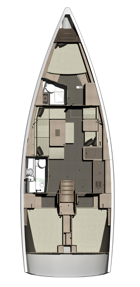 Spacious interior layout of Stella featuring elegant materials and well-defined living areas.