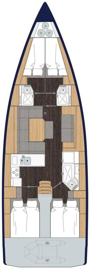 Luxurious interior layout of Lady Flora 1 featuring elegant materials and spacious design.
