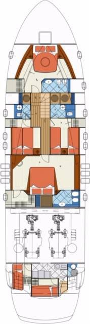 Spacious layout of Lukas yacht's interior, showcasing elegant furnishings and natural light.