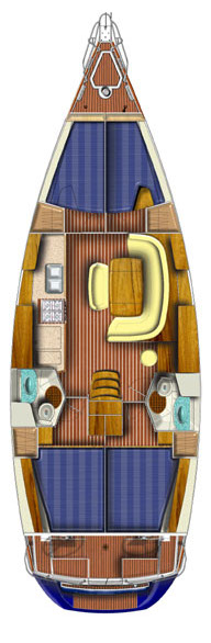 Spacious interior layout of LEJLA featuring elegant wood finishes and comfortable seating.