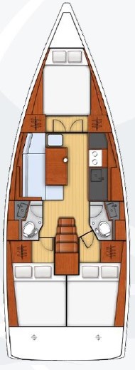 Elegant interior layout of Missy featuring warm wood finishes and functional spaces.