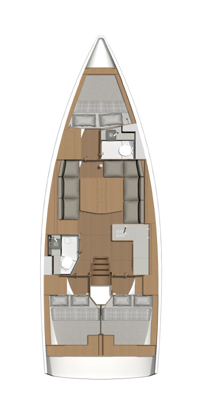 Luxurious interior layout of Esko (ex Manca) featuring elegant materials and spacious design.