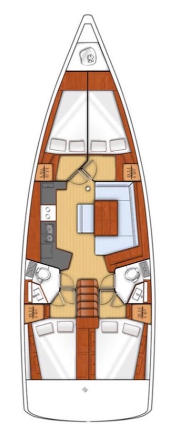 Elegant interior layout of Pomerol featuring warm wood finishes and spacious living area.