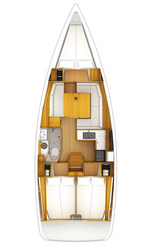 Spacious interior layout of the Talelli, featuring warm wood finishes and modern amenities.
