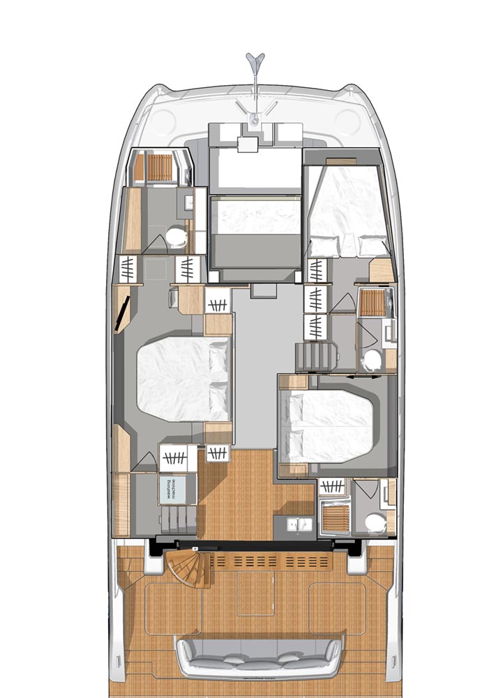 Spacious layout of Family 2.0, featuring elegant cabins and inviting living areas.