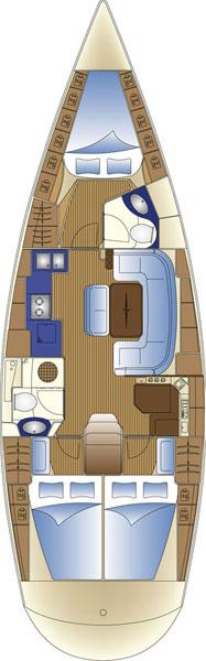 Spacious interior layout of Blue Queen, featuring elegant furnishings and modern amenities.