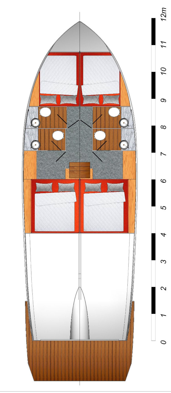 Spacious layout of Taonga's interior, featuring elegant furnishings and inviting sleeping quarters.