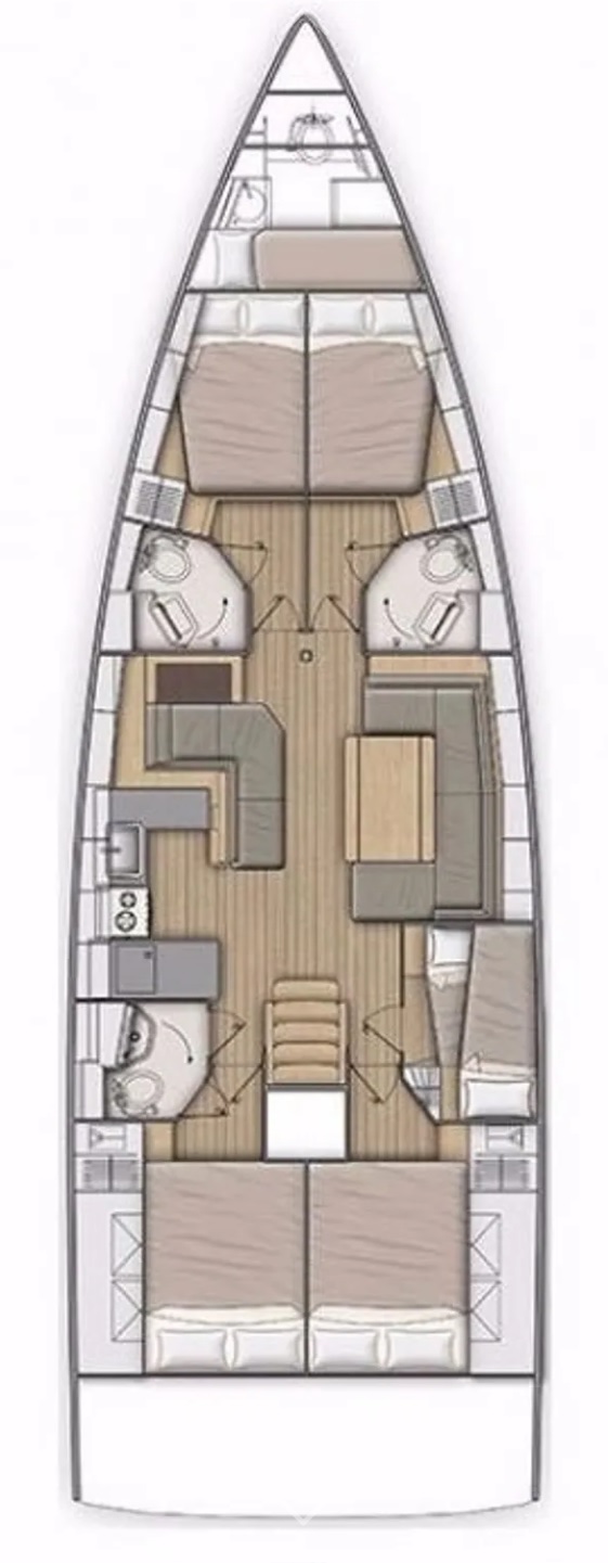 Stylish interior layout of Retsina featuring elegant furnishings and spacious living areas.