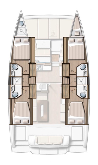 Spacious layout of Pastel's interior, featuring elegant cabins and modern amenities.