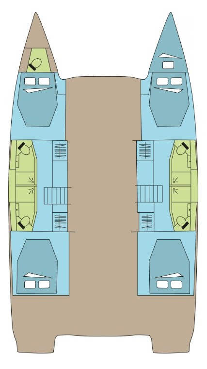 Spacious layout of Cerulean's deck, featuring multiple lounging areas and seamless flow.