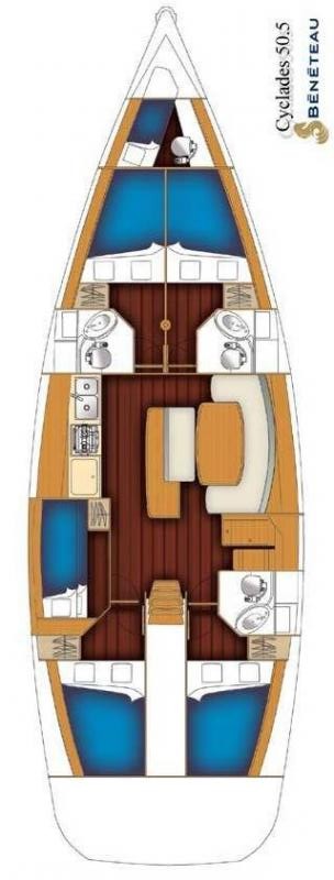 Luxurious interior layout of Azzuro featuring elegant furnishings and warm wood accents.