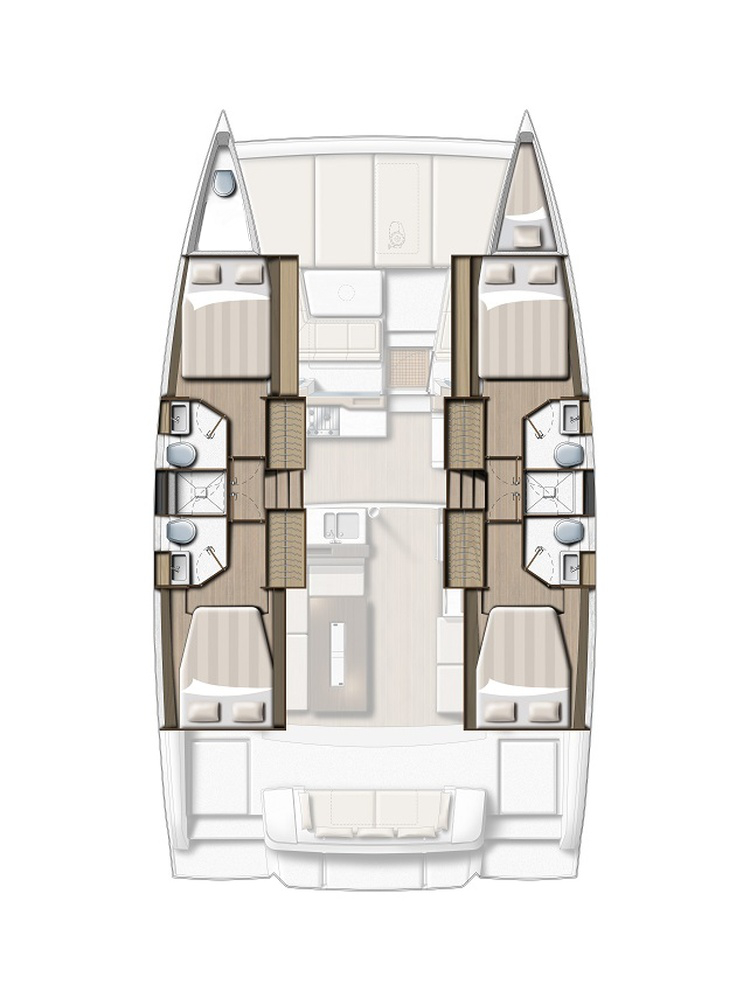 Spacious layout of Agma's interior, featuring elegant cabins and modern amenities.