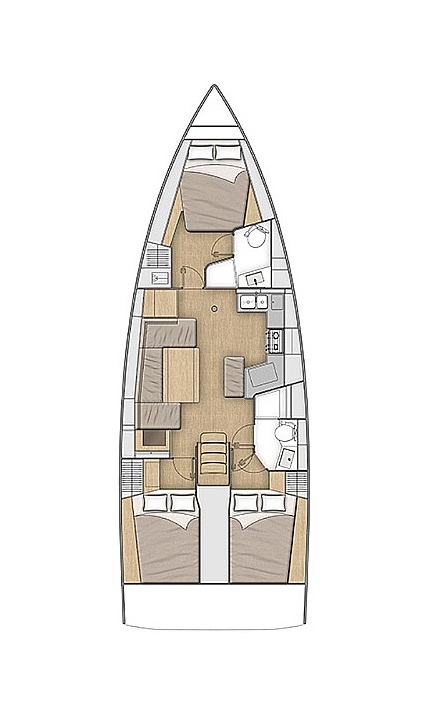 Spacious interior layout of the Monterey yacht, featuring elegant furnishings and natural light.