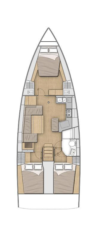 Sophisticated interior layout of the Kobe yacht featuring modern furnishings and elegant finishes.