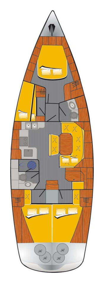 Spacious interior layout of Caru featuring modern furnishings and warm wooden accents.