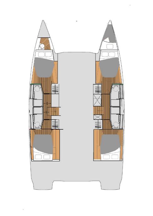 Spacious layout of Winged Arrow II, showcasing elegant cabins and inviting common areas.