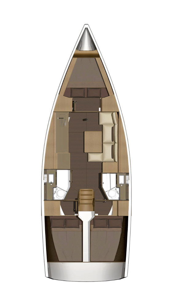 Spacious interior layout of Eftychia 4 featuring elegant materials and inviting ambiance.