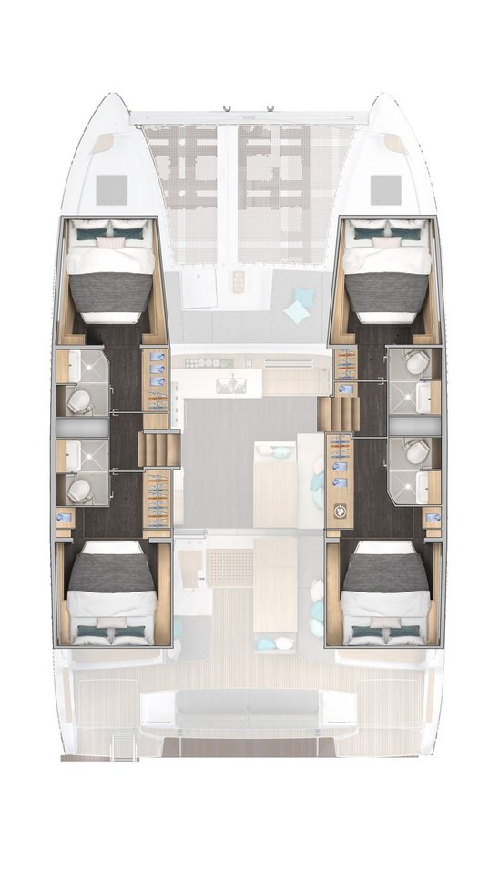 Spacious layout of Stela showcasing luxurious cabins and modern amenities.