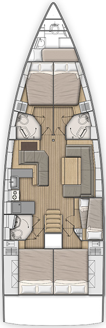 Elegant interior layout of Velvet Dice, featuring modern furnishings and warm wood accents.