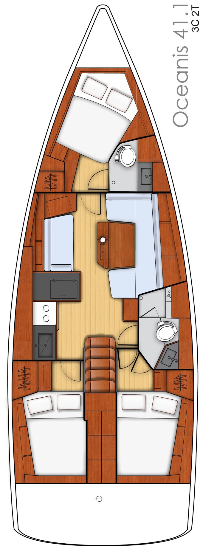 Luxa's elegant interior layout features warm wood finishes and spacious living areas.