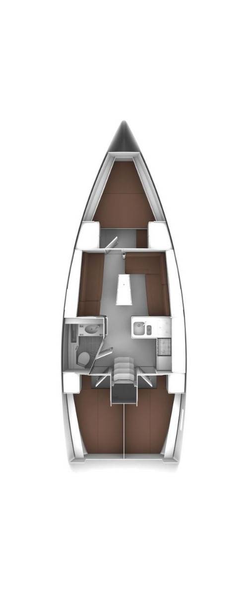 Spacious interior layout of Fjaka featuring modern furnishings and efficient design.