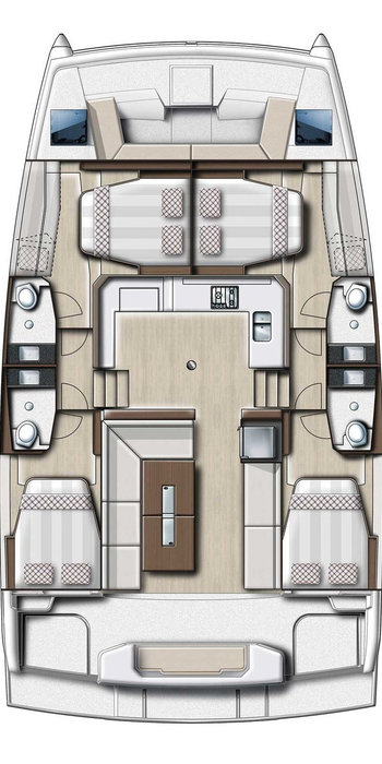Spacious deck layout of Helios featuring elegant seating and dining areas.