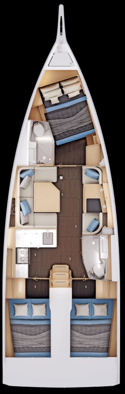 Elegant interior layout of Penelope, featuring stylish furnishings and warm lighting.