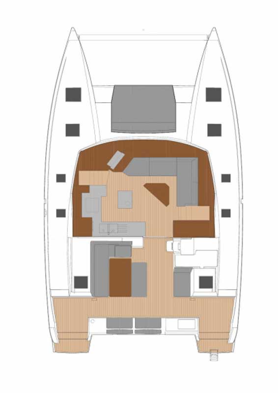 Deck layout of the Aquarius yacht showcasing spacious outdoor areas and elegant design.