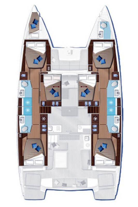 Spacious layout of Vi La Ut featuring four luxurious cabins with modern amenities.